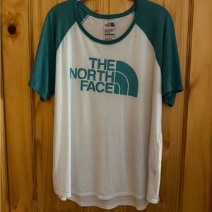 The North Face White and Teal Women's Tee